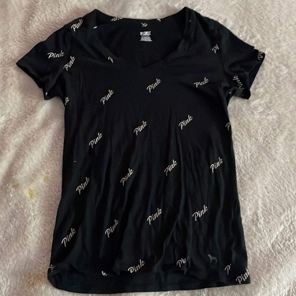 black PINK v neck tee